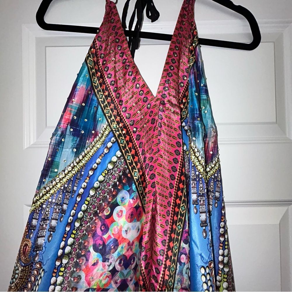 Halter Open Back Asymmetrical Sequins Embellished… - image 6